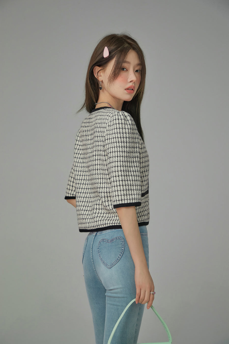 CHUU Chic Tweed Short-Sleeves Summer Jacket