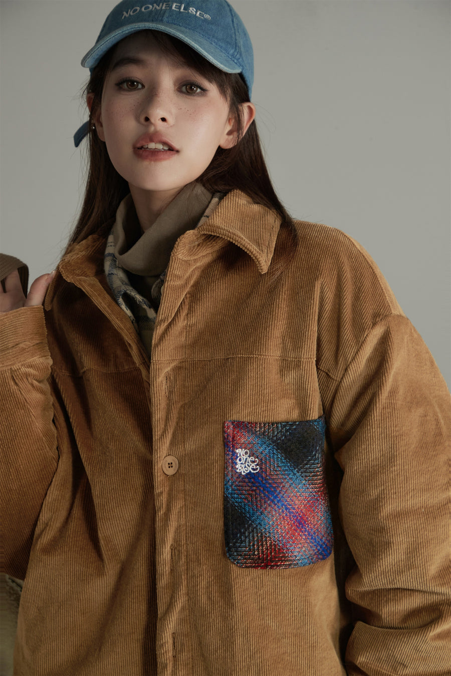 CHUU Color Block Corduroy Quilted Jacket