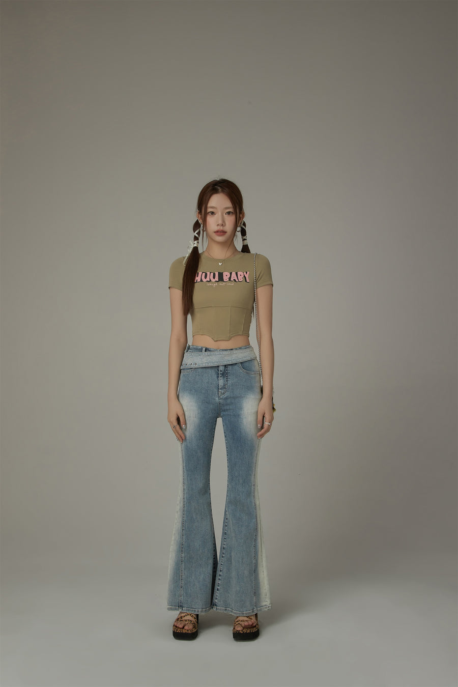 CHUU Washed Bootcut Denim Jeans