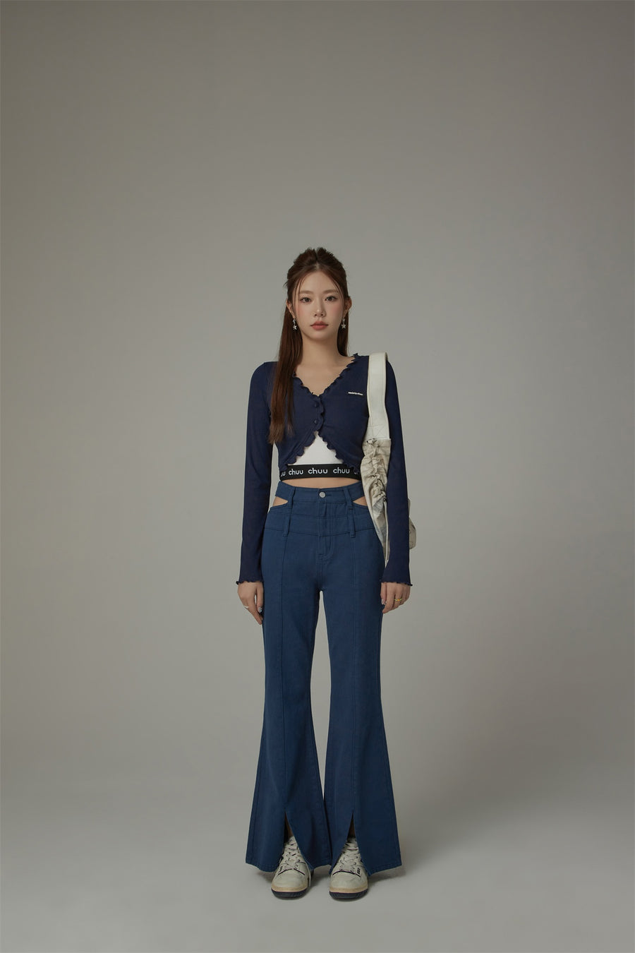 CHUU Side And Front Slits Bootcut Pants