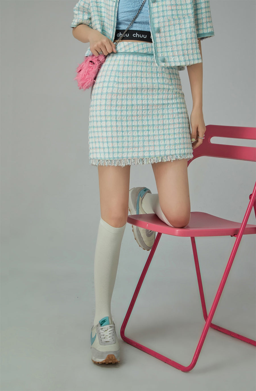 CHUU Tweed Check Mini Skirt