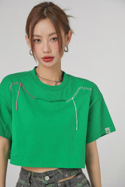 Stitches Lines Loosefit Crop Top