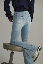 Washed Bootcut Denim Jeans