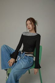 Contrast Ribbed Cropped T-Shirt