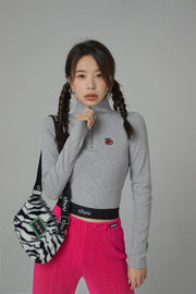 Love Zone Cherry Half-Zip Cropped T-Shirt