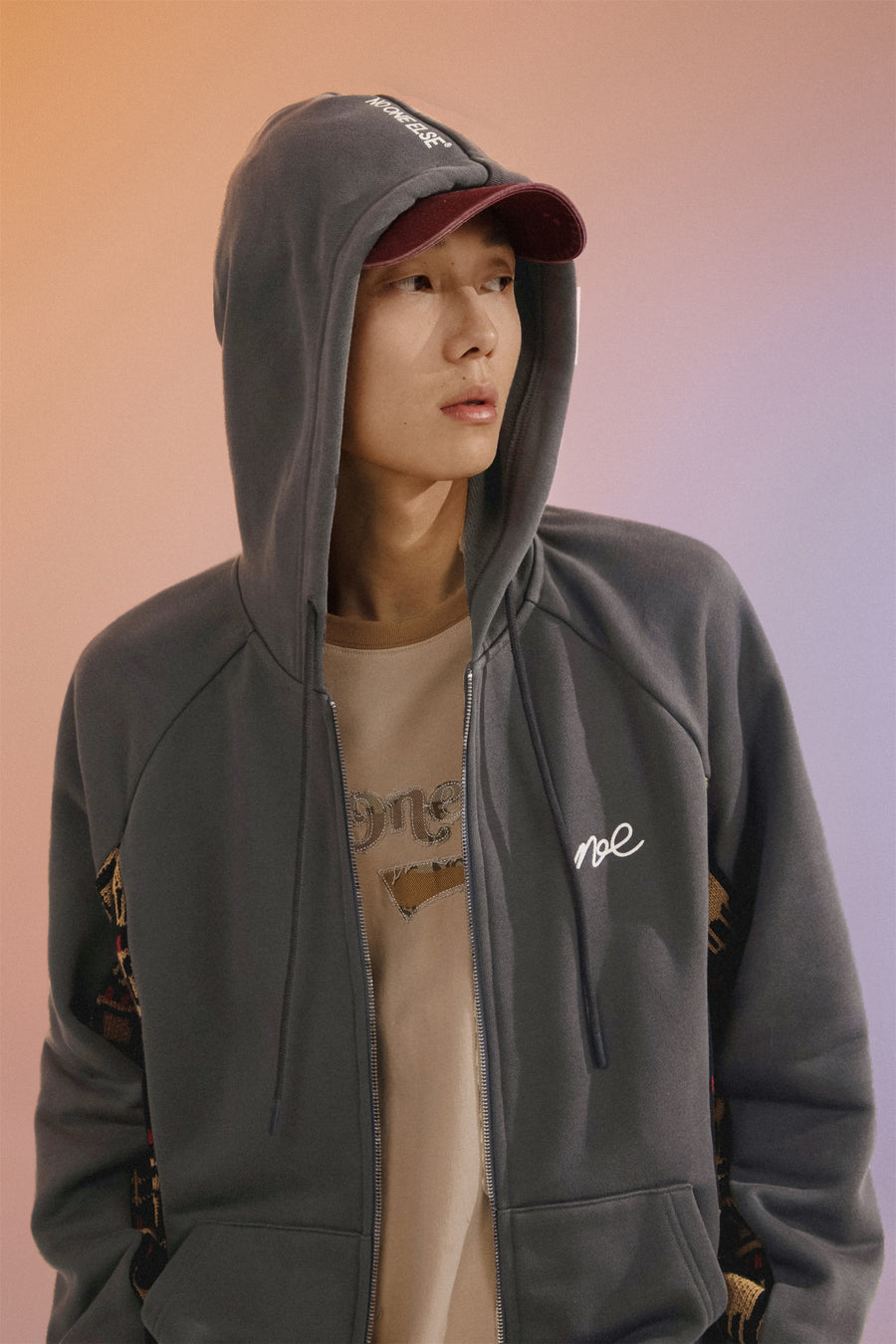 CHUU Vintage Loose Fit Zip-Up Hoodie