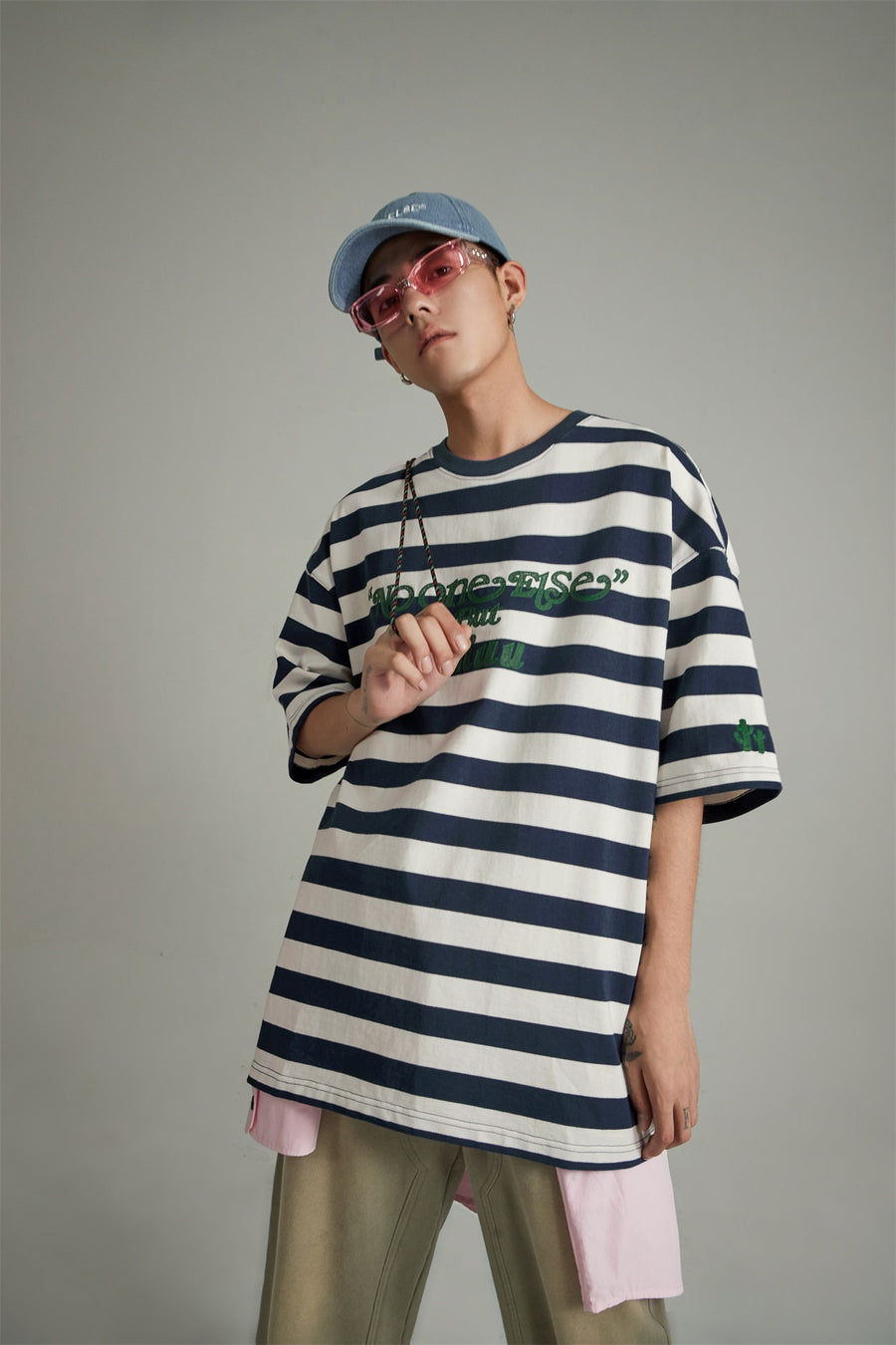 CHUU Striped Oversize T-Shirt