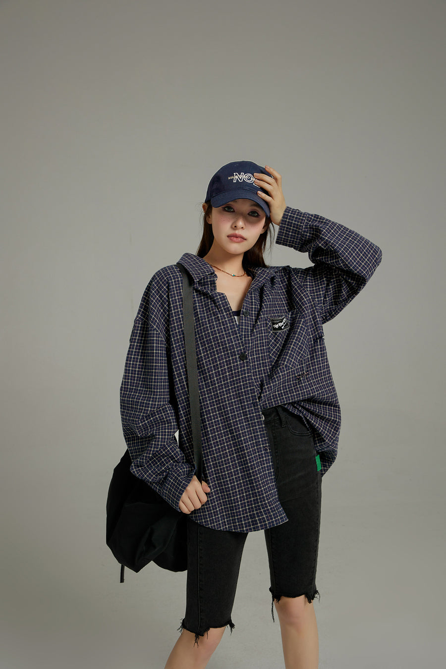 CHUU Noe Simple Embroidery Denim Hat