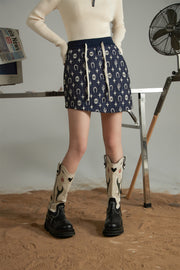 Western Pattern Print Unbalanced Skirt