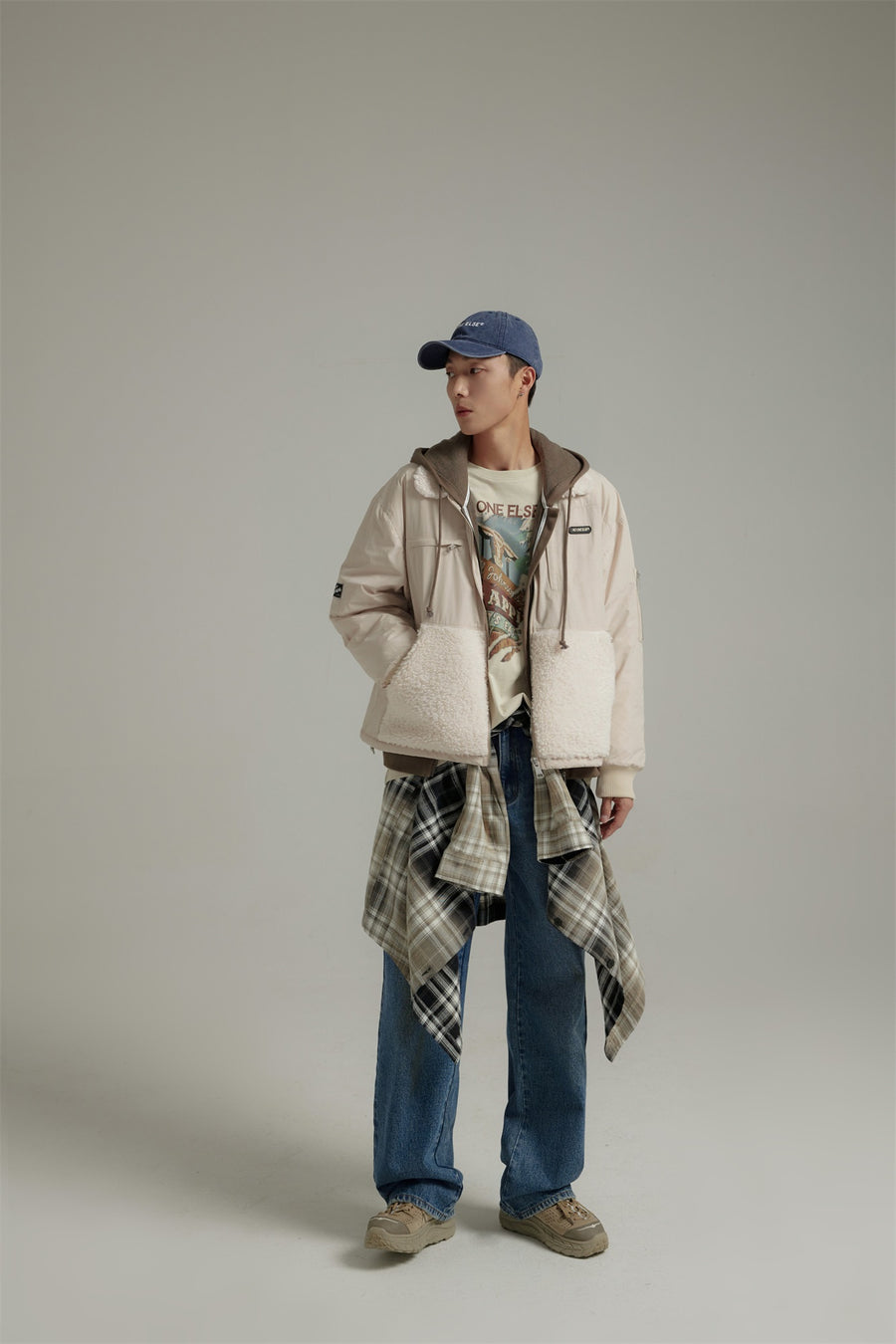 CHUU Half Fleece Collar Winter Zip-Up Jacket