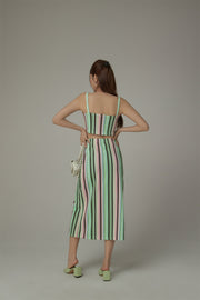 Rainbow Stripes Contrast Long Skirt