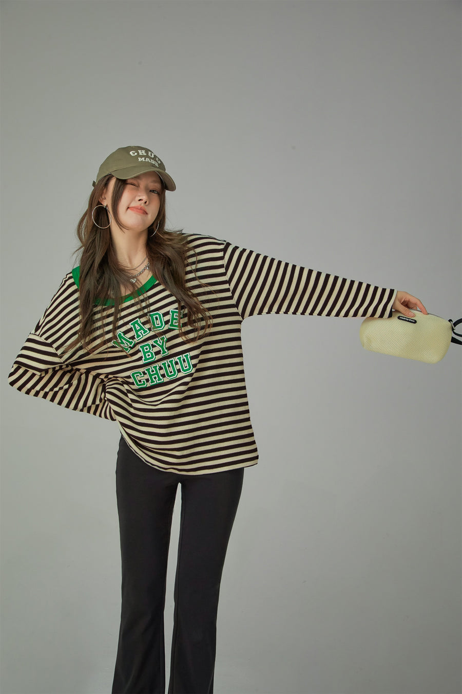 CHUU Cheerful Striped Long Sleeve T-Shirt