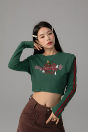 Fluffy Bunny Crop Long-Sleeves Top