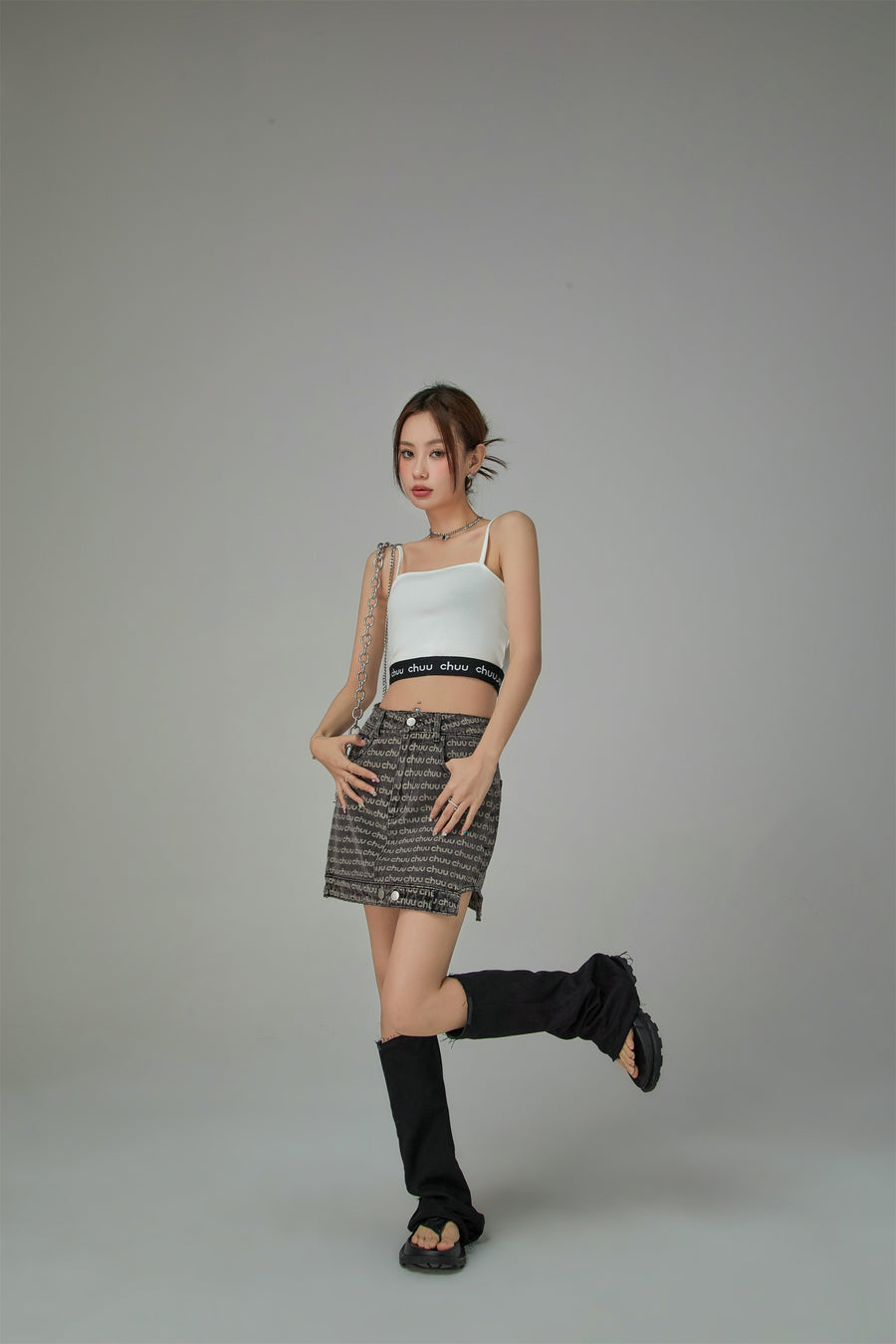 CHUU Upside Down Denim A-Line Mini Skirt