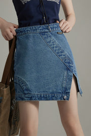 Unbalanced A-Line Denim Skirt