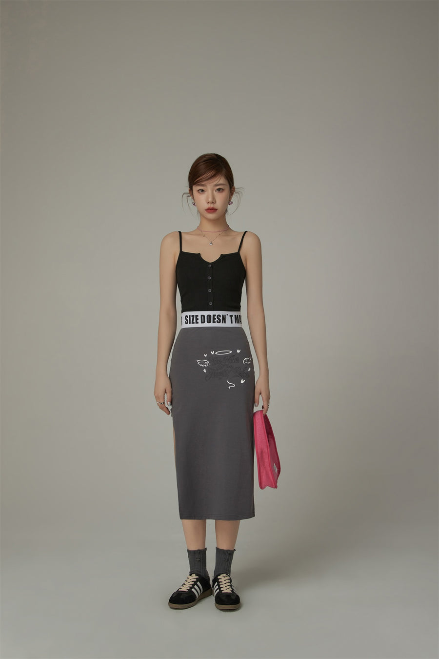 CHUU Unbalanced Split Skirt