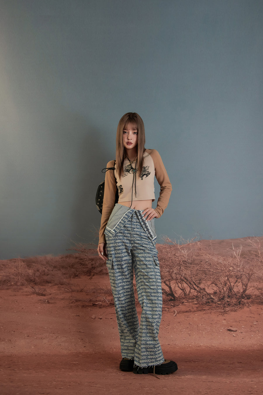 CHUU Vintage Tube Top Denim Jumpsuit