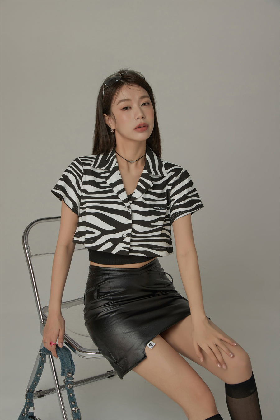 CHUU Zebra Cropped Shirt