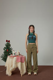 Heart Belt High-Waisted Wide Pants