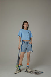 Side String Chuu Printed Design Cropped T-Shirt