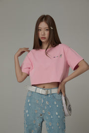 Colored By Chuu Printed Logo Cropped T-Shirt