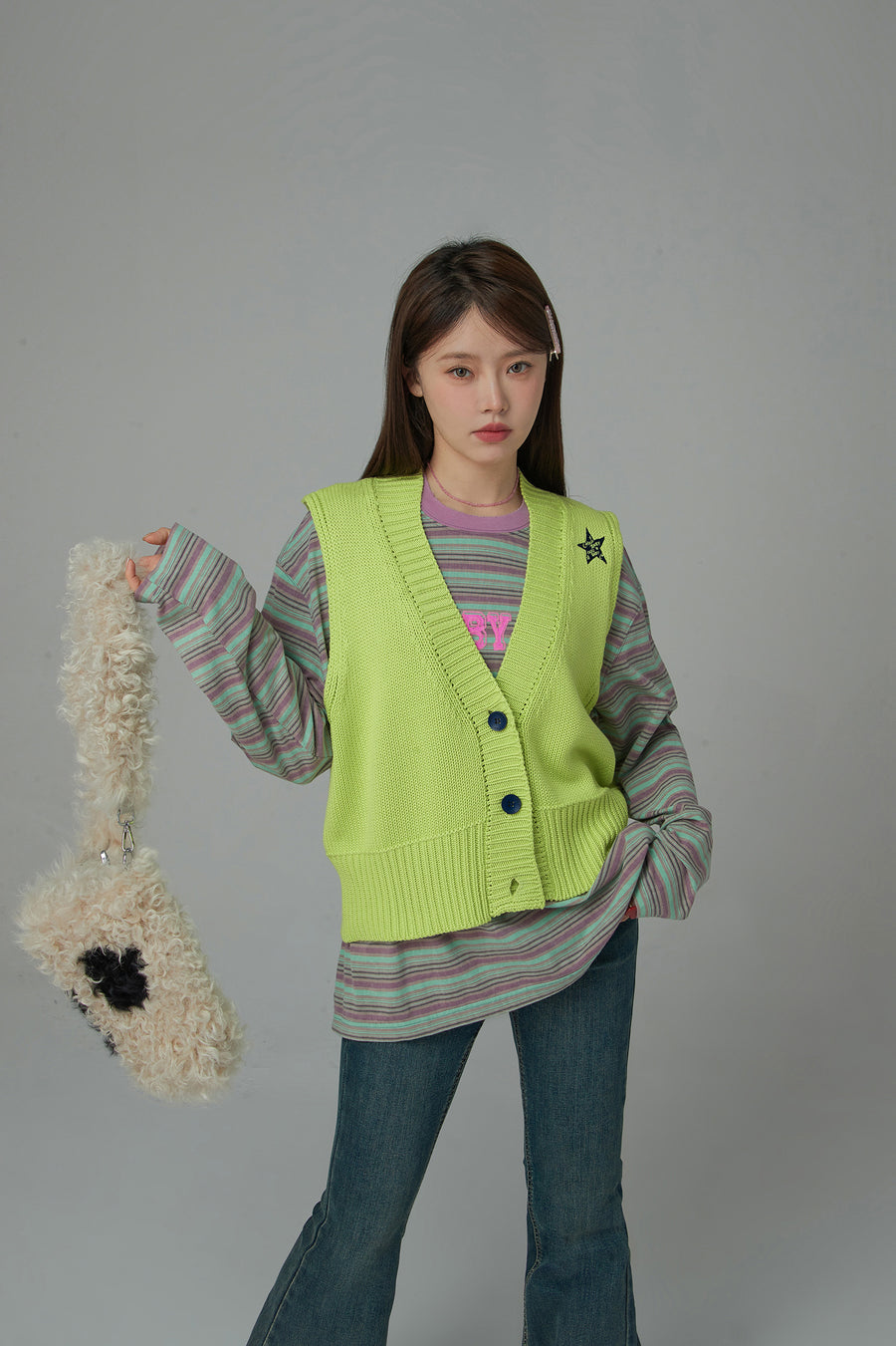 CHUU Revolves Around You Star Knit Vest