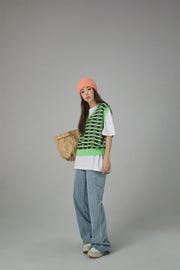 Stripes Chuu Logo Knit Vest