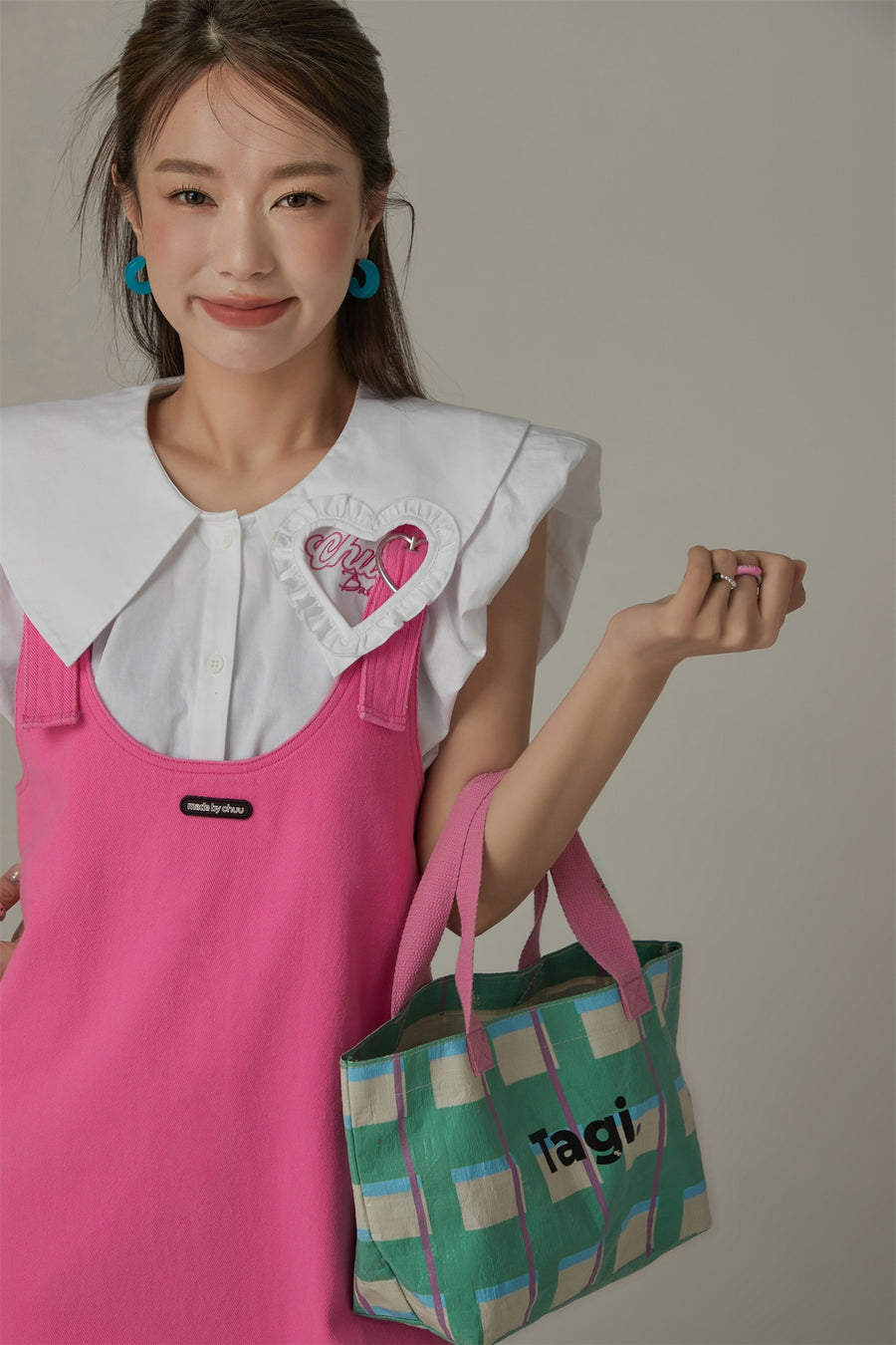 CHUU Big Collar Color Sleeveless Shirt