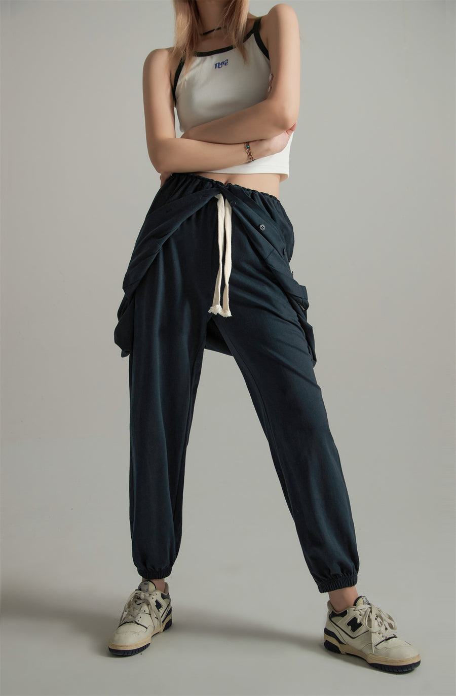 CHUU Blue Collar Short-Sleeved Jogger Jumpsuit