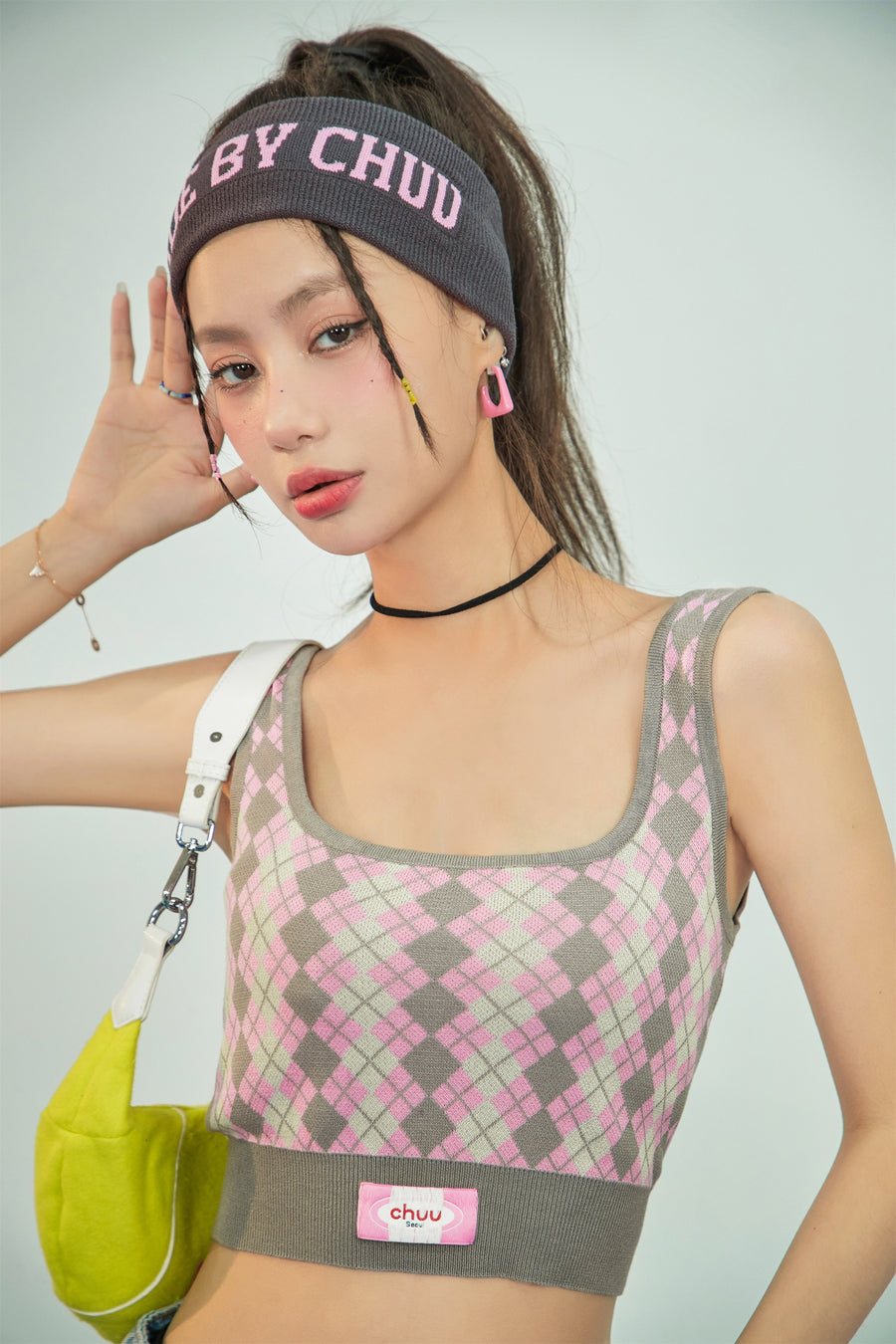 CHUU Argyle Knitwear Bra Top