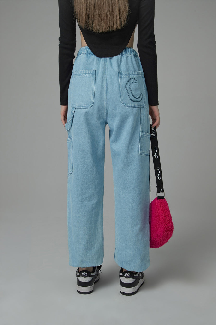 CHUU String Denim Jogger Pants