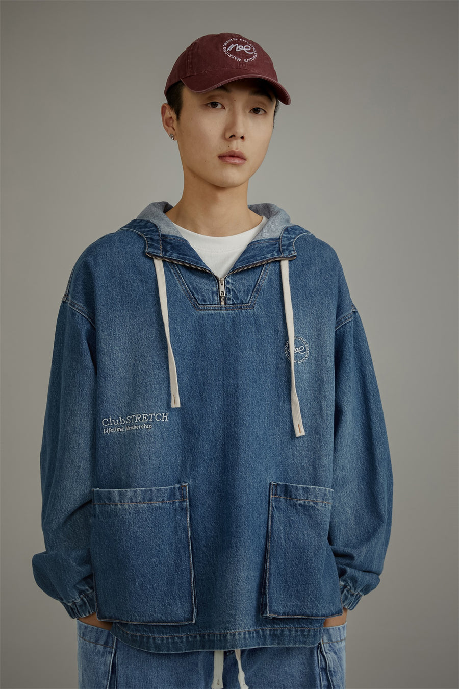 CHUU Club Stretch Denim Pocket Anorak Jacket