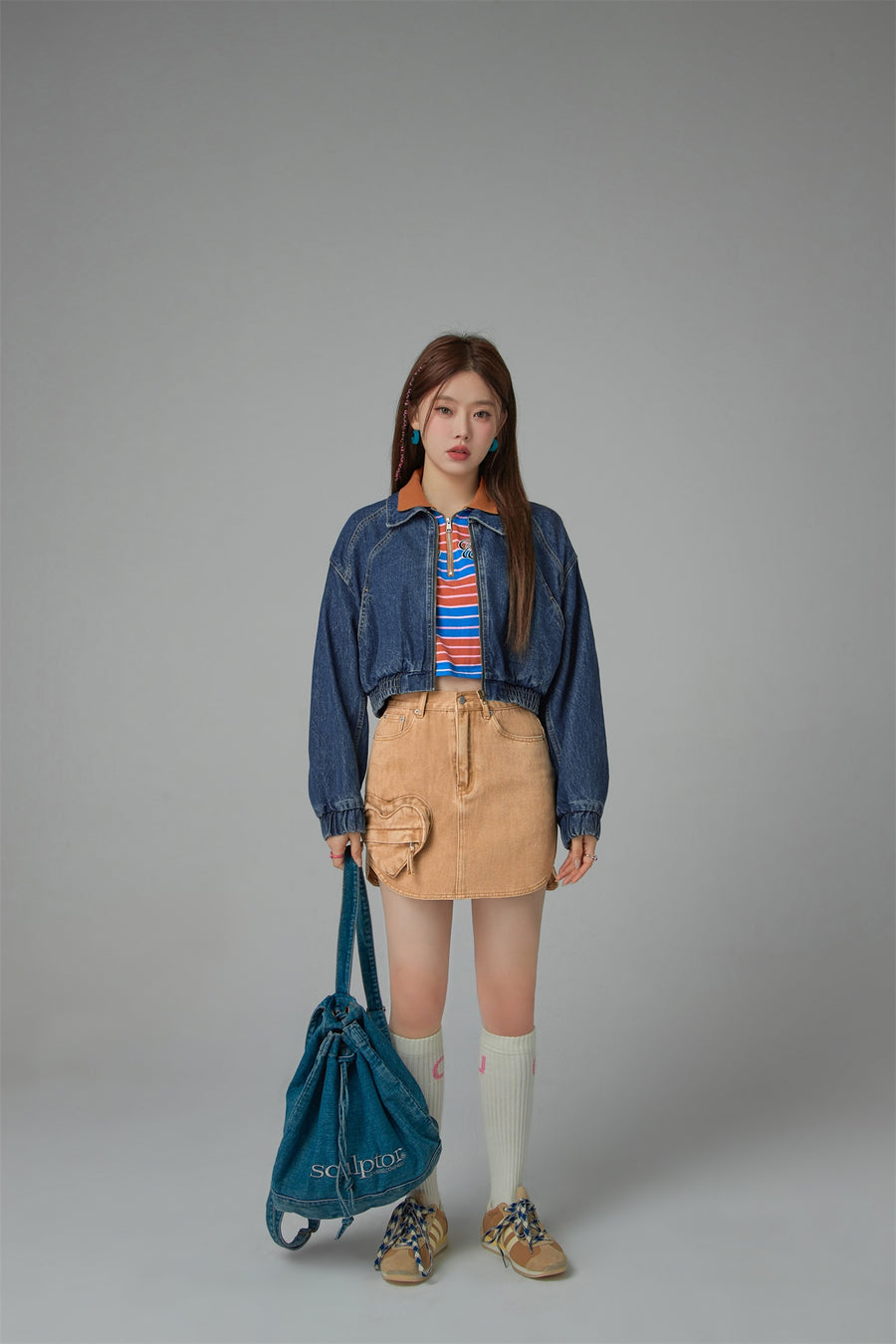 CHUU Only Upwards Color Stripe Crop T-Shirt