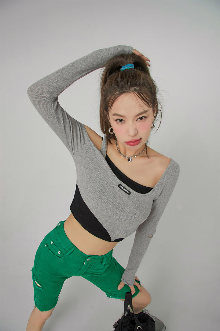 2-Layer Unbalanced Long-Sleeved Top