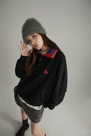 Noe Embroidery Lettering Collar Sweatshirt