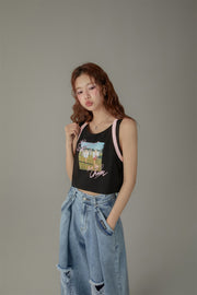 Line Point Angel Sleeveless Crop T-Shirt