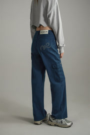 Side Strap Straight Wide Pants