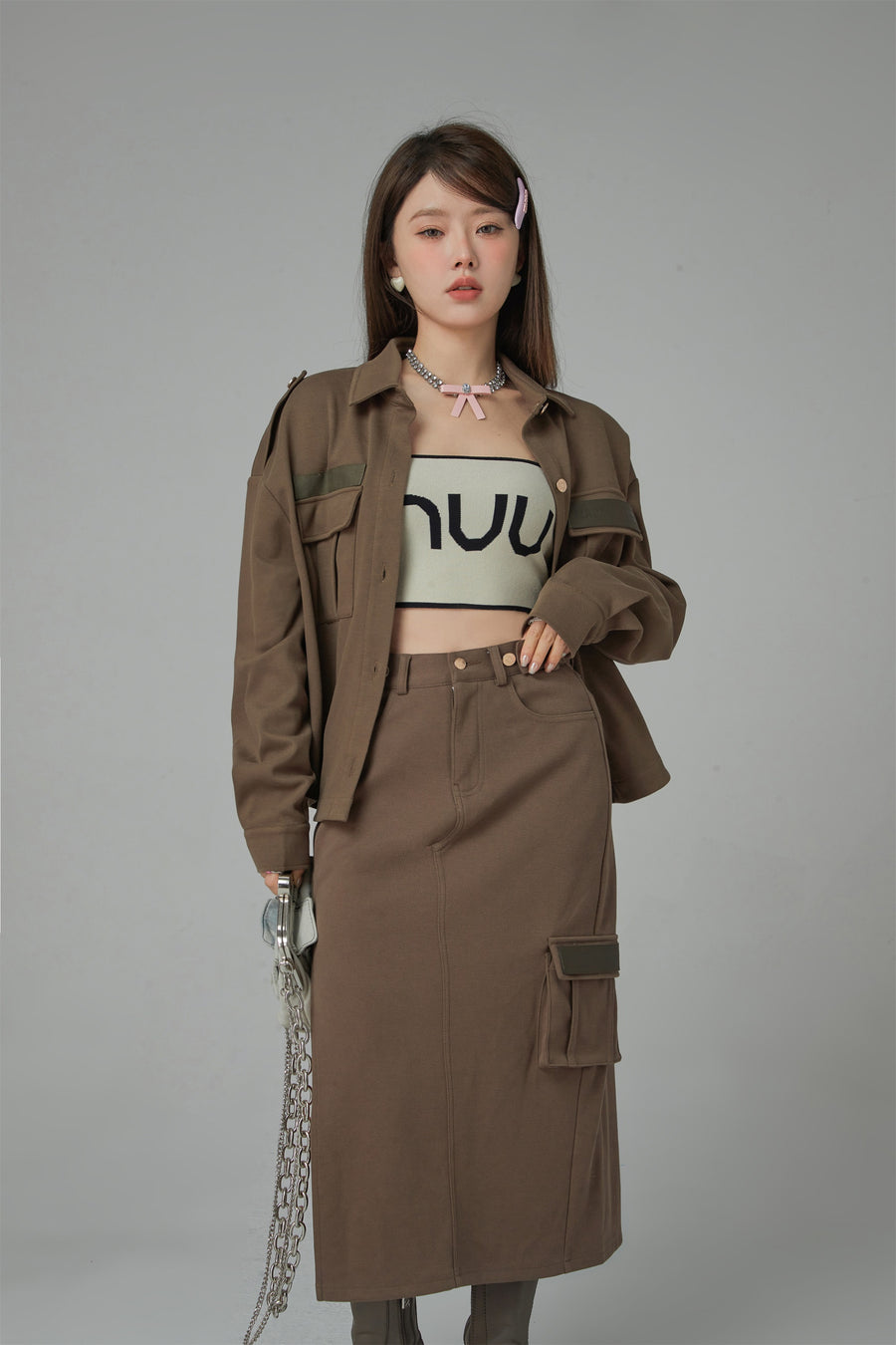 CHUU A New Thing Split A-Line Cargo Skirt