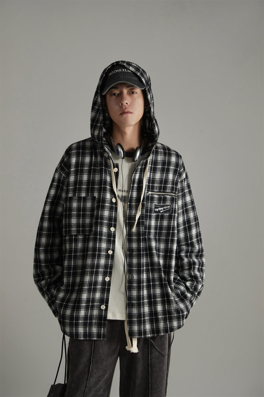 CHUU Classic Check Hoodie Shirt