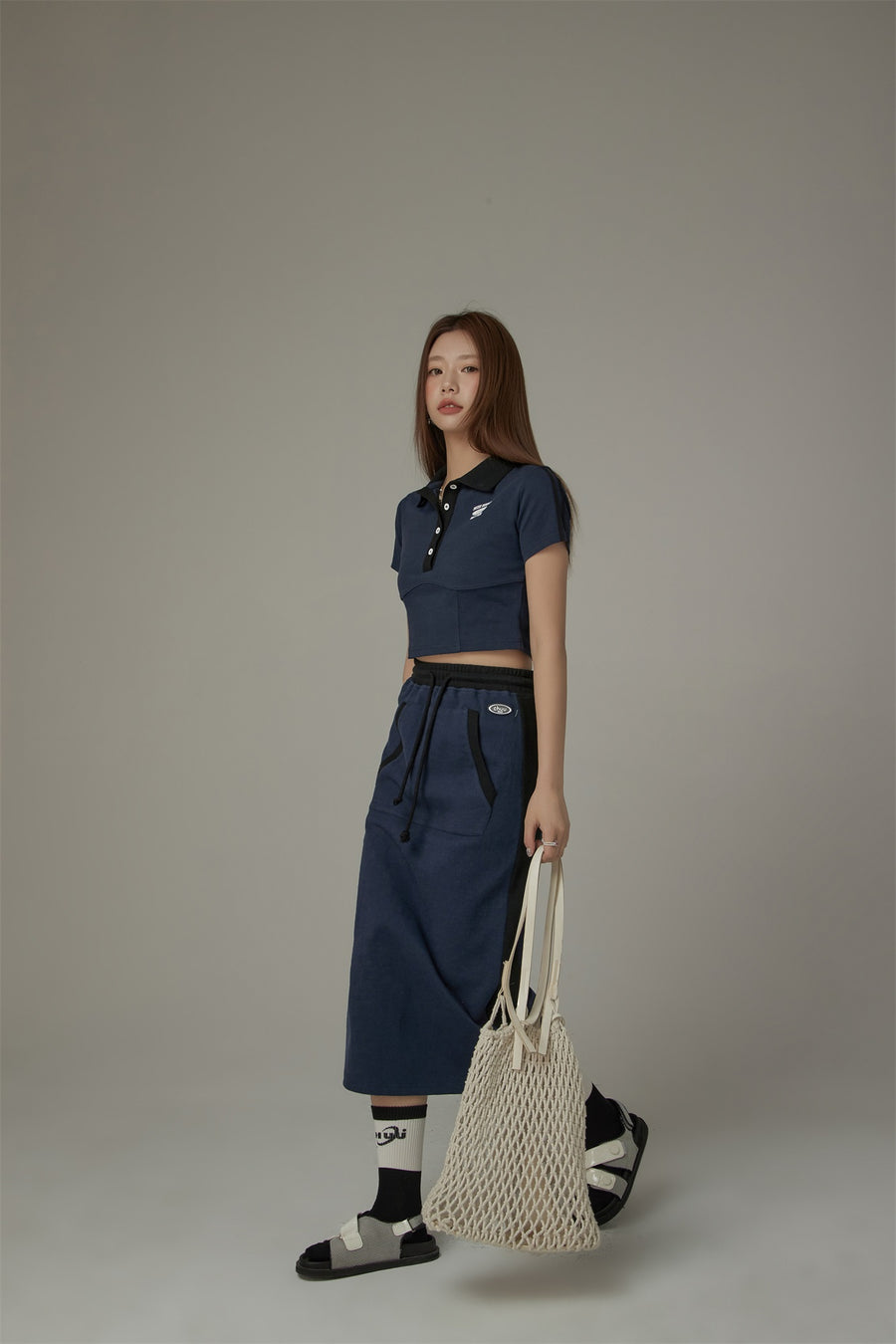 CHUU Two Toned String Skirt