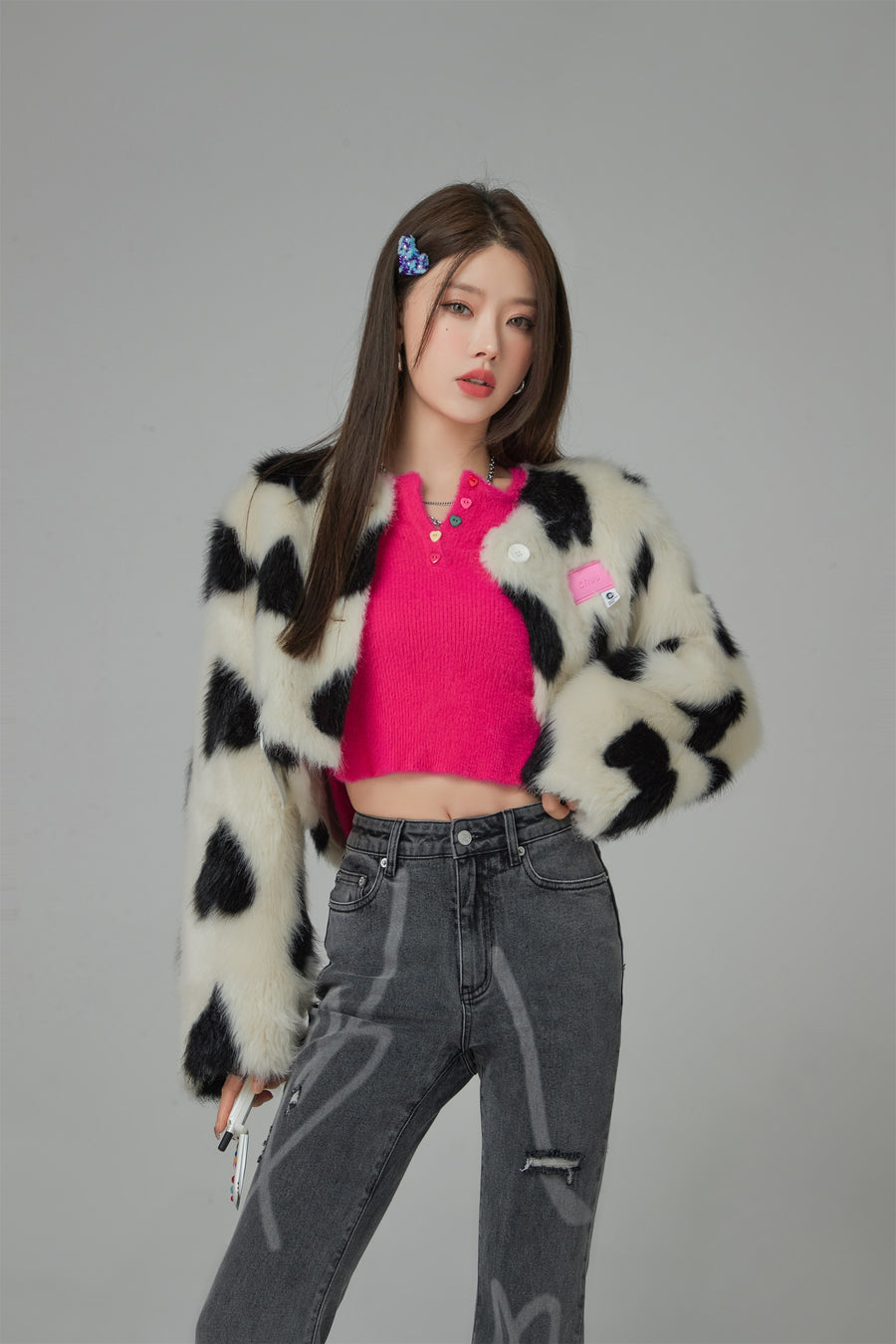 CHUU Chase The Dream Cropped Knit Sweater