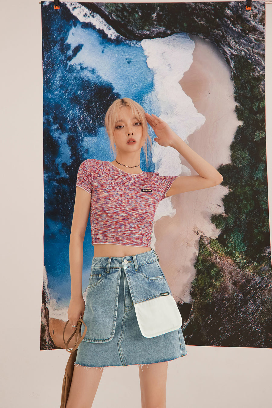 CHUU Sunset Rainbow Crop Top