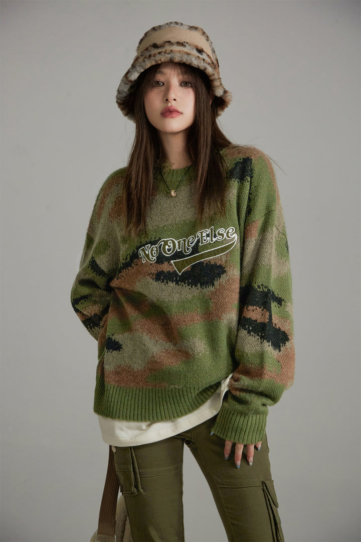 Noe Logo Camouflage Knit Sweater