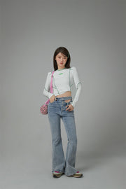 Catch My Glow Heart Collar Cropped T-Shirt