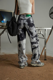 Paint Camo Straight Denim Pants