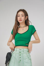 Deep U-Neck And Back Crop Top