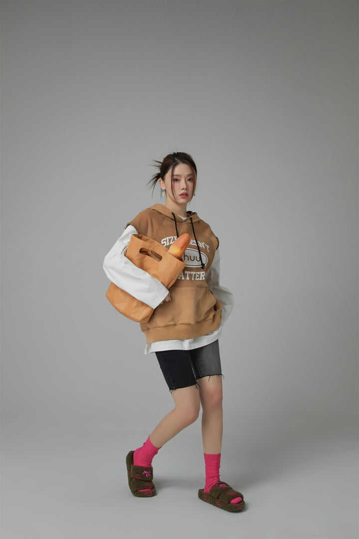 Size Doesnt Matter Cotton Sleeveless Hoodie