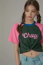 Contrast Raglan Cropped T-Shirt