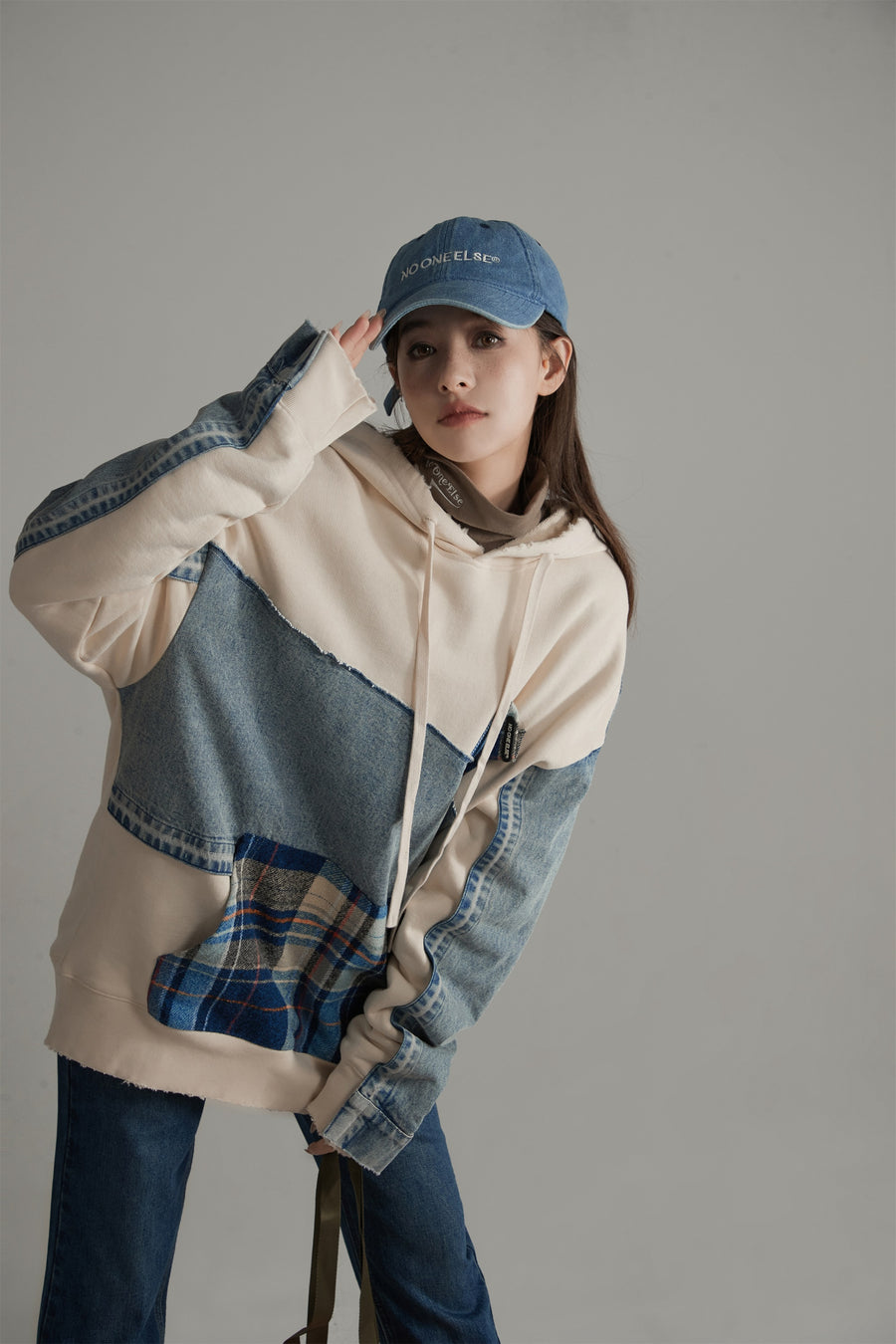 CHUU Denim Loose-Fit Hoodie