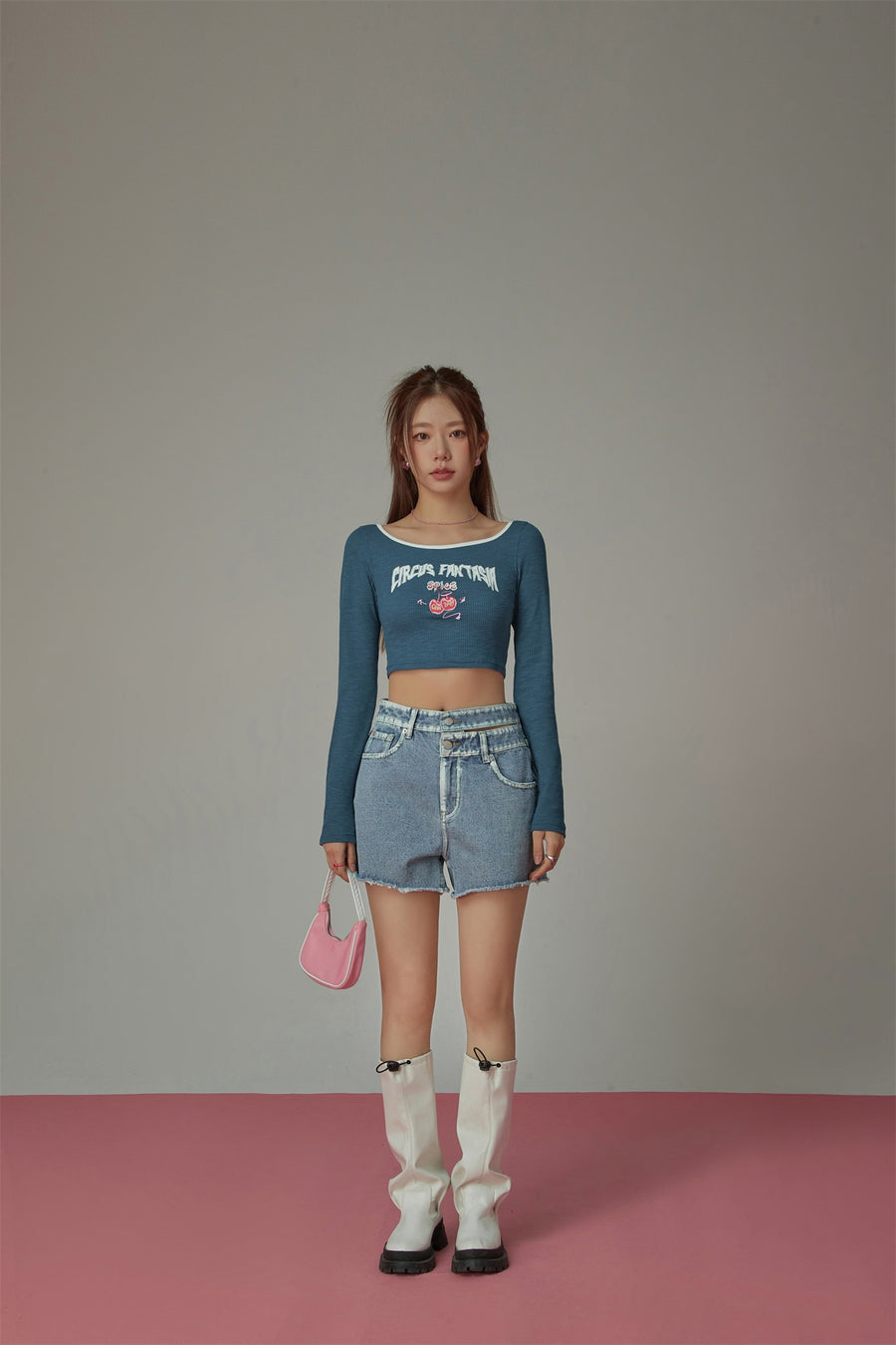 CHUU Circus Line Color Cropped T-Shirt